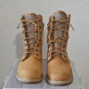 Timberland Womens Brown Lace-Up Combat Boots
